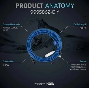 Delphin Ersatzteil 9995862 robust 60' blaues Kabel mit Drehgelenk Verwicklungsfrei E31 - Bild 1 von 19