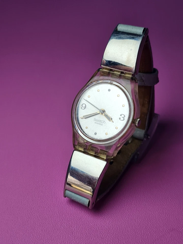 Montre SWATCH AG 2003 bracelet en cuir Swatch genuine leather vendue en l'état - Photo 1/4