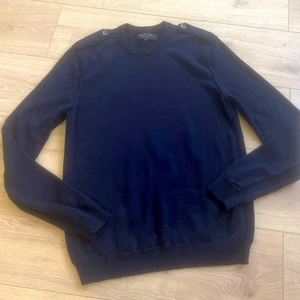 rag & bone size medium Dark Blue Crewneck men's merino wool & cotton Sweater - Picture 1 of 8