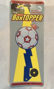 Soccer Ball Mail Box Topper Flag Metal New Mailbox Topper Blue White Red - Picture 1 of 3