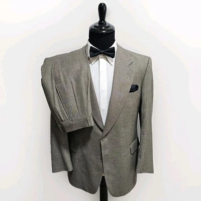 Traje Louis Roth Para Hombres 42S Abrigo y Pantalones 34x29 Ojo de Pájaro Gris Negro Lana Unión EE. UU. Foto 1 de 4