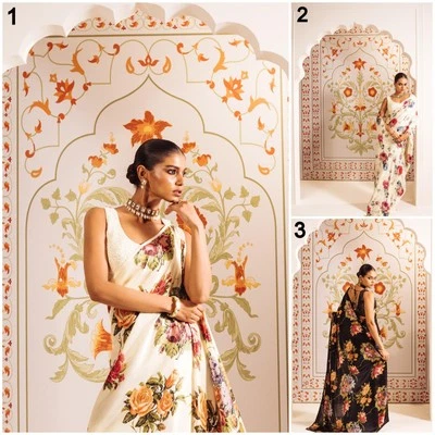 MYCLOTHINGART Original Japan Satin (Devsena Satin) schöner Party Wear Sari mit Bluse 11-SD