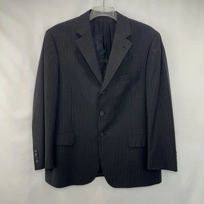 Andrew Fezza Worsted Wool Tonal Charcoal Gray Pinstripe Two-Piece Suit Mens 43S - Image 1 of 4