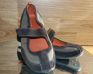 Mary Jane Damenschuhe 9B flach Lands End braun zweifarbig 380799 Schlaufe Knopf - Bild 1 von 12