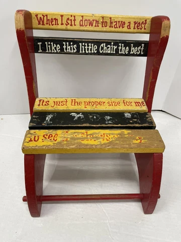 1950s Vintage Bright and Cheerful Children Convertible Stool Chair Brandon Line Cover