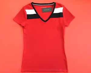 TOMMY HILFIGER Women’s Short Sleeve T-Shirt Size SMALL Red w/White, Blue - Picture 1 of 12