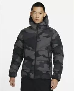 Medium Nike Men's Thermal Hooded Windrunner Camo DQ4935-254 Black/Grey NWOT - Picture 1 of 13