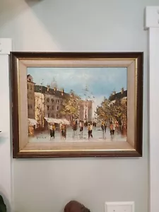 "Gordon" Oil Painting - Looks Like European City Scene - 20 1/2" x 16 1/2" - Picture 1 of 5