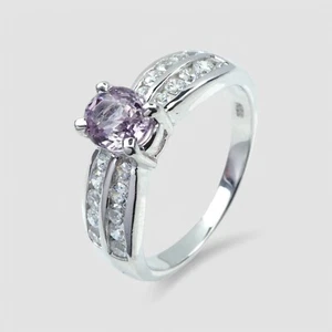 ¡BIRMANIA! ANILLOS LAVANDA ESPINELA PÚRPURA PLATA ESTERLINA 925 CHAPADOS EN ORO BLANCO TALLA 6 - Imagen 1 de 9