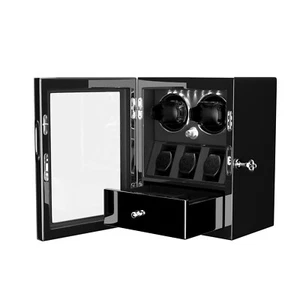 Automatic 2 Watch Winder with 3 Watches Box Display Storage Case White LED Light - Picture 1 of 12