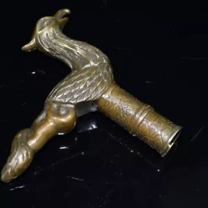Old Bronze Handmade Carved Phoenix Statue Cane Walking Stick Head Statues - Picture 1 of 4
