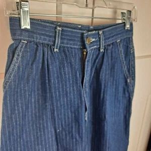 69. VTG Lee Denim Skirt Size 9 JR Blue Pinstripe Front Slit USA - Picture 1 of 6