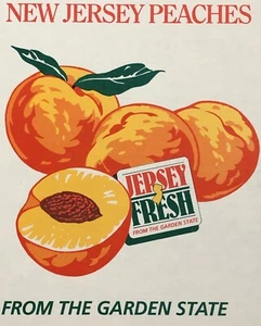 Vintage New Jersey Peaches Poster | Garden State Grocery Store Fruit Sign NOS - Picture 1 of 5
