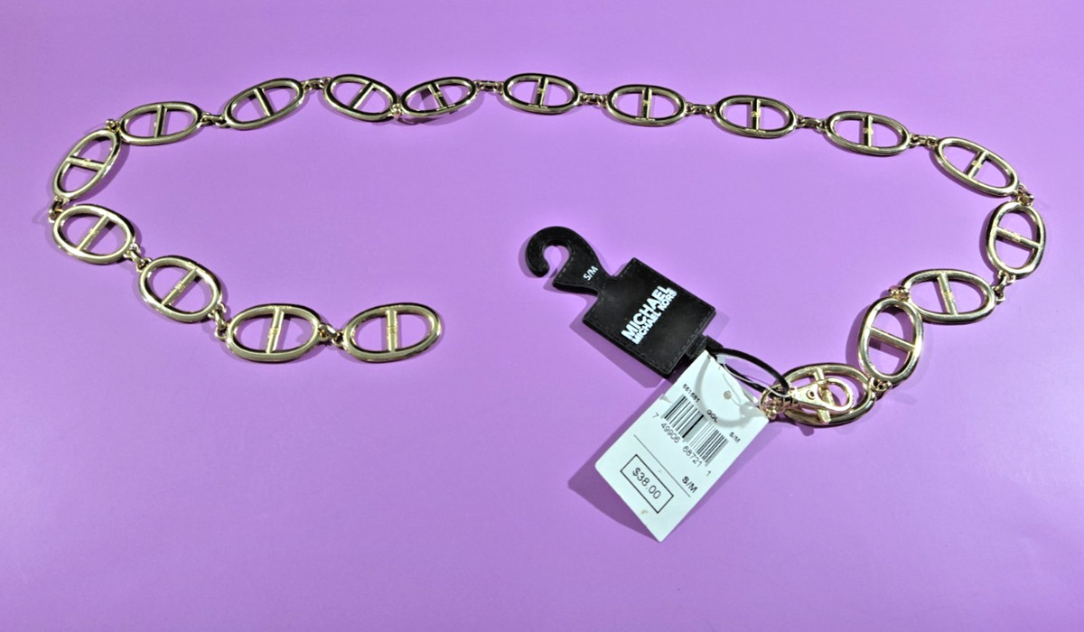 ✨ Michael Kors Gold-Tone Chain Belt (S/M) — Brand New ✨ Michael Kors Gold Belts for Women for sale | eBay main image 2