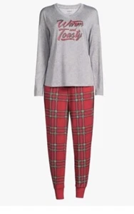 Joyspun Women M (8-10) Sleepwear Plaid Pajama loungewear set Warm & Toasty - Picture 1 of 8