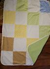 Child of Mine baby blanket Green Brown Yellow white squares Minky Dot by Carters