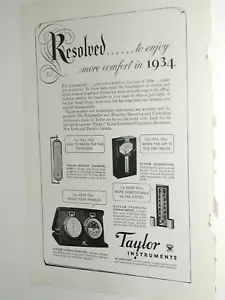 1934 Taylor Instrument advertisement, ADMIRAL BYRD set etc barometer altimeter - Picture 1 of 3