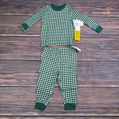 Nordstrom NUEVO NUEVO CON ETIQUETAS Bebé 12M/18M Verde Blanco Guinga Pijama Set Navidad Foto 1 de 4