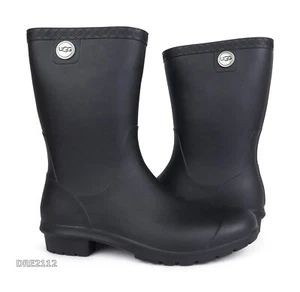 UGG Sienna Matte Black Rain Boots Womens Size 8 -NIB- - Picture 1 of 6