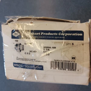 Elkhart (EPC) 1-1/4" Copper Union 102, WC-407, C x C WROT Solder Joint (Box of 5 - Picture 1 of 4