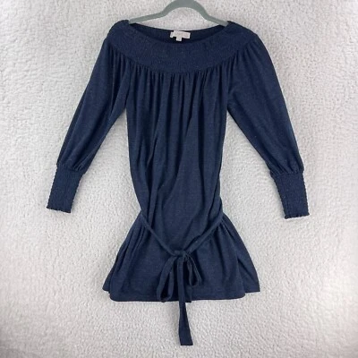LOFT Dress Womens Size SP Blue Smocked Off The Shoulder Long Sleeve Pullover - Image 1 of 4