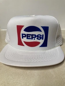 Vtg Mint New PEPSI-COLA Solid White Snapback Trucker Hat Cap Never Worn 80s - Picture 1 of 12