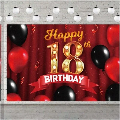 Princess 18th Birthday Extravaganza: Red & Gold Celebration Kit with Backdrop, B - Image 1 of 4