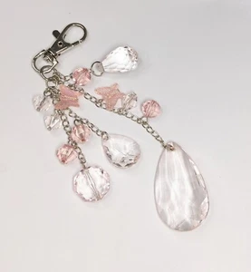 Purse Accessories Key Chain Charms Pink Chain 6" Butterfly Handmade Gift - Picture 1 of 7