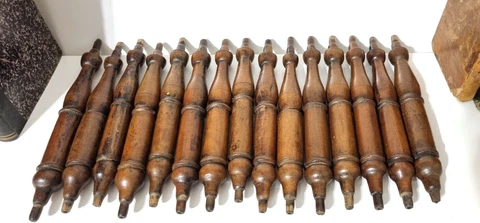 15 turned walnut spindle baluster column 10" - Antique French salvaged Furniture Cover