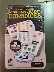 Double Twelve Mexican Train Dominoes Color-Dot Domino Set 91 Dominos New Sealed - Picture 1 of 5