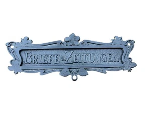 Antiker Briefschlitz Briefeinwurf Briefklappe Guss Briefe / Zeitungen Jugendstil - Bild 1 von 5