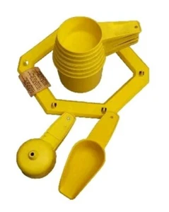 Tupperware 💛 Yellow 9pc Lot Measuring Cup Set Complete Funnel Scoop - Picture 1 of 2