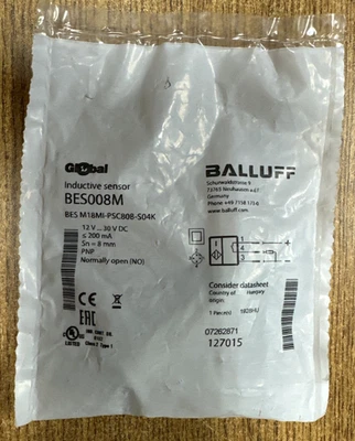 BALLUFF BES008M INDUCTIVE SENSOR 12-30 VDC M18MI-PSC80B-S04K **NEW IN BAG** - Image 1 of 3