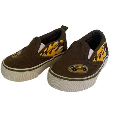 Zapatillas sin cordones Gymboree coche de carreras con llamas talla 3 Foto 1 de 4