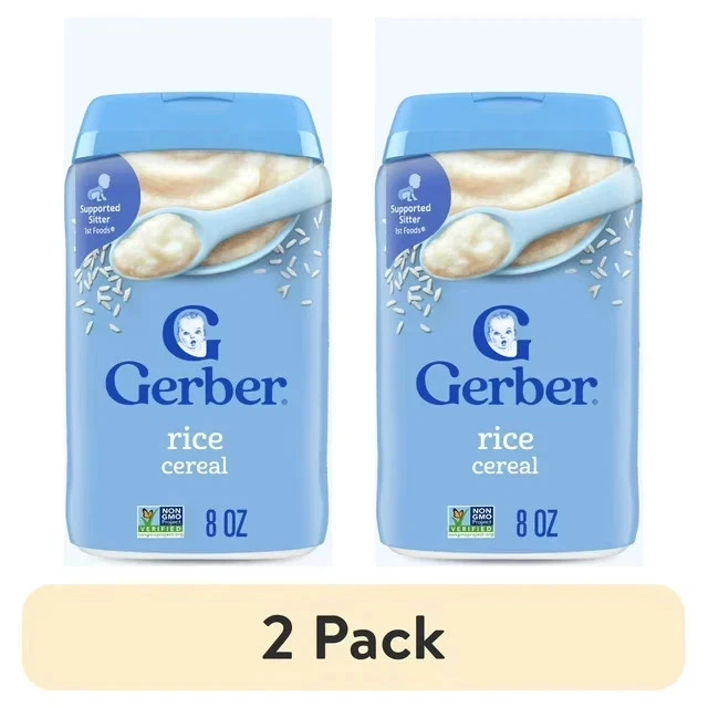 Cereal Gerber Arroz Bebé Grano Único Primeros Alimentos No OGM - 8 OZ - Paquete de 2 Foto 1 de 4