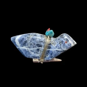 Zuni Fetisch von Lena Boone, Sodalith Adler mit Medizin Konvolut 3 1/2" L - Bild 1 von 5