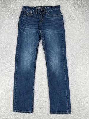 Женские джинсы US Polo Assn 29 синяя джинсовая ткань прямые штанины хлопковая смесь средняя посадка 28x29 - Изображение 1 из 4