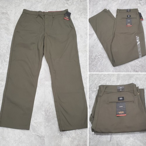Pantaloni Vans Off The Wall autentici chino larghi verdi da uomo taglia 36 nuovi con etichette