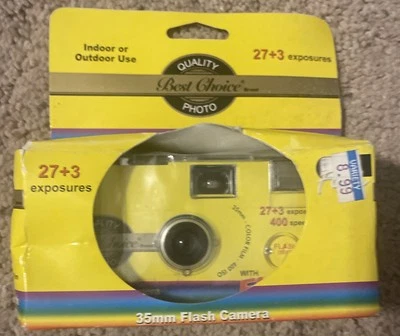 Single Use Yellow Flash Camera 30 exposures 35mm Film Expired 08/2004 - Image 1 of 4