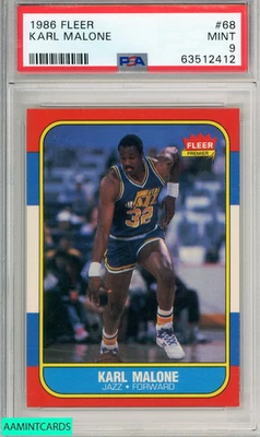 Fleer Karl Malone #68 1986 novato radiocontrol Utah Jazz PSA 9 como nuevo Foto 1 de 3