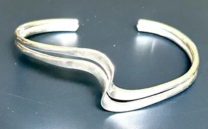 Vintage Modernist Sterlingsilber gewellt Doppelstrang Manschette Armband Mexiko 14,7 g - Bild 1 von 11