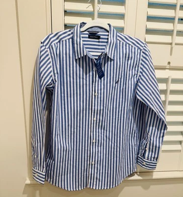 Camisa Nautica Niños Talla L Rayas Azul Elastizada Manga Larga Botón 14/16 Nueva con Etiquetas Foto 1 de 4