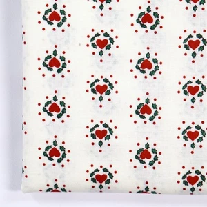 Cotton Quilting Fabric Christmas Red Hearts Green Holly Holiday Country BTHY - Picture 1 of 3