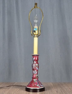 David Thomas candlestick table lamp, Chinese famille style porcelain 23" - Picture 1 of 9