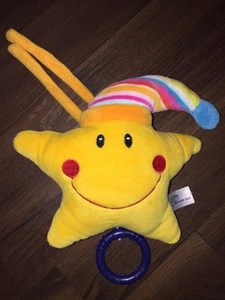 Paradise Toys Lidl Spieluhr Stern Zipfelmütze Gelb Bunt Gesicht Plüschtier Rot - Bild 1 von 5