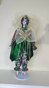 DanDee Soft Expressions Royal Jester Porcelain Doll Green Floral Dress 18" - Picture 1 of 2