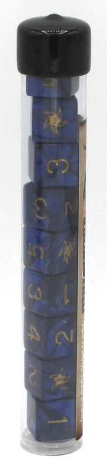 Elder Dice ED6-A01 The Astral Elder Sign d6 Tubo (9 dados) Azul y Dorado Mitos Nuevo en Caja Foto 1 de 4