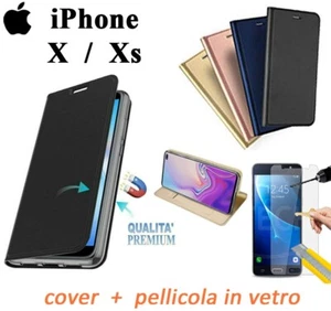 COVER CASE HÜLLE BOOK WALLET KARTEN FÜR APPLE IPHONE X / XS + GLAS - Bild 1 von 11