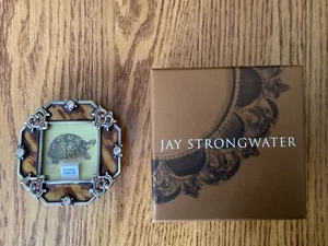 NIB Jay Strongwater Brown Enamel Mini Octagonal Frame with Swarovski Crystals - Picture 1 of 7