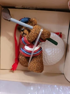 Golfing Bear Kurt Adler Christmas Ornament new in box Holly Bearies - Picture 1 of 10